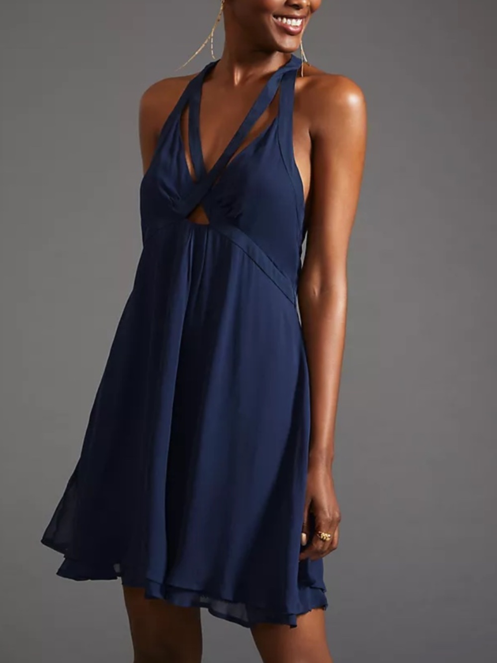 Anthropologie V-Neck Strappy Mini Dress Sz 4